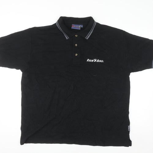 McForsum Men’s Black Cotton Polo Shirt L Logo Workwear
