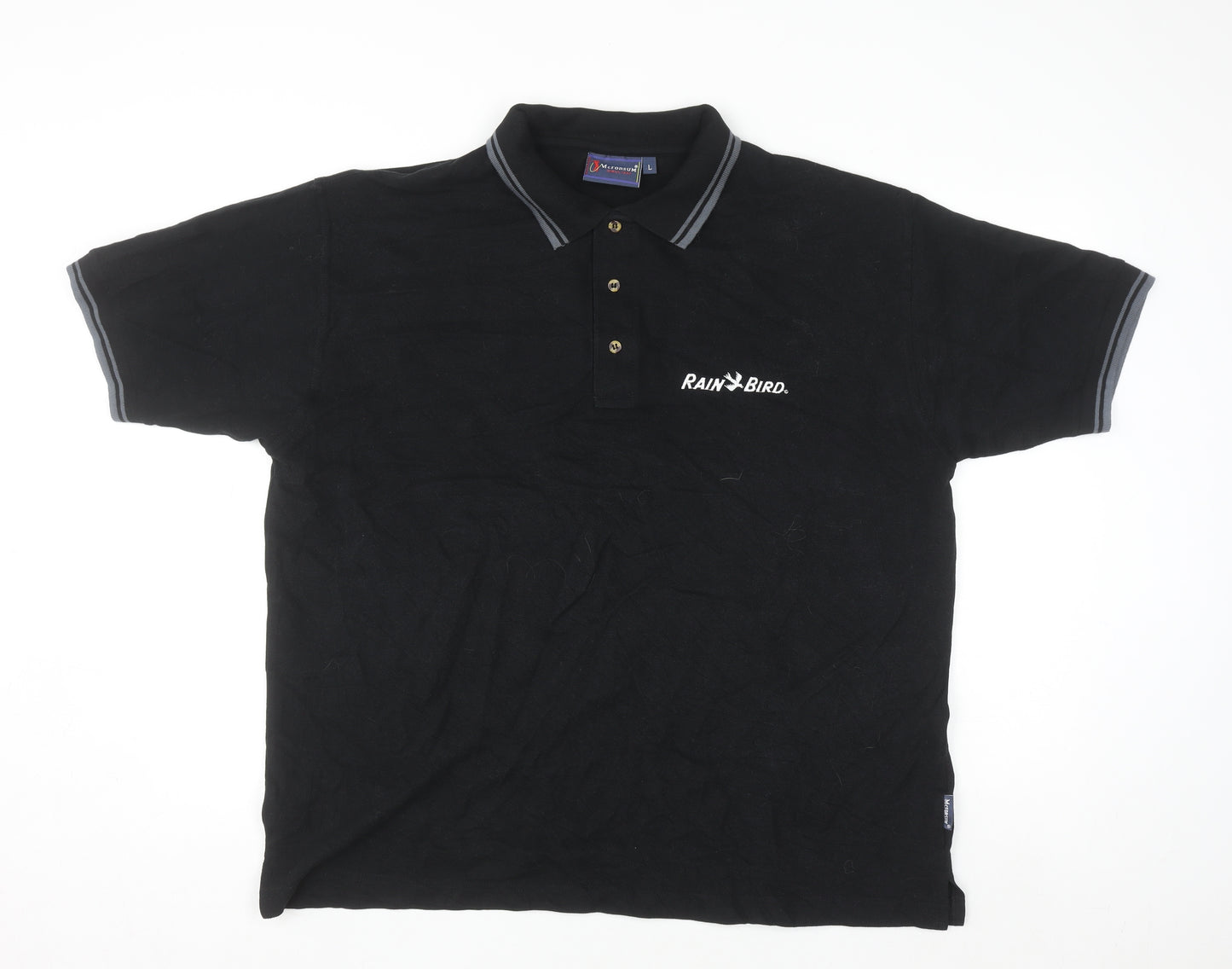 McForsum Men’s Black Cotton Polo Shirt L Logo Workwear