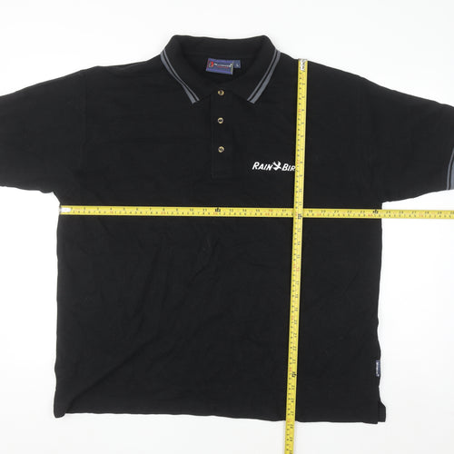 McForsum Men’s Black Cotton Polo Shirt L Logo Workwear