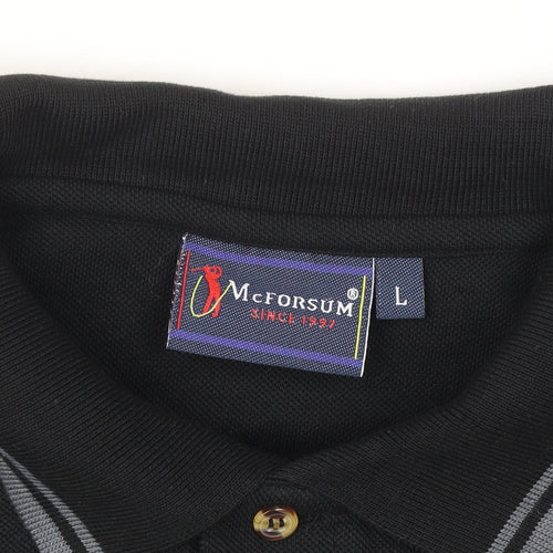 McForsum Men’s Black Cotton Polo Shirt L Logo Workwear