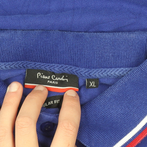 Pierre Cardin Men's Blue XL Regular Fit Cotton Polo Shirt