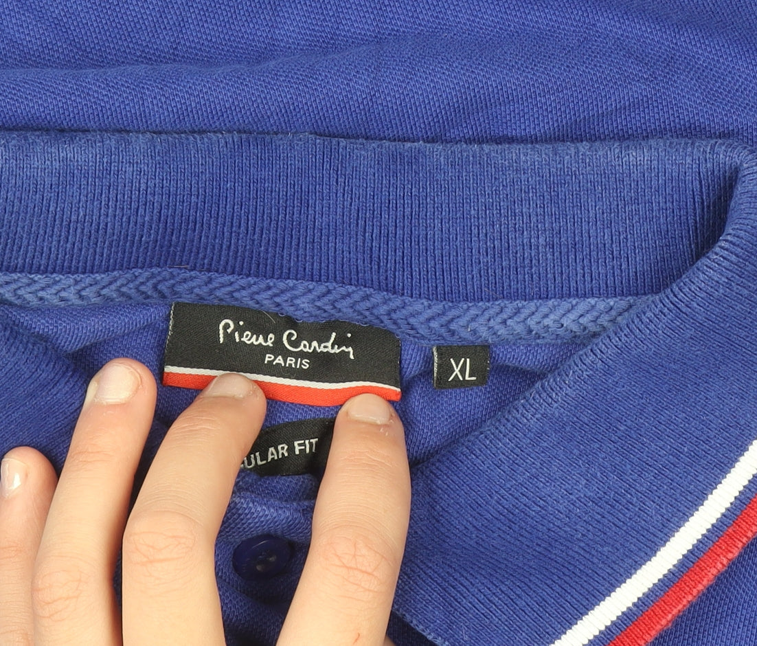 Pierre Cardin Men's Blue XL Regular Fit Cotton Polo Shirt