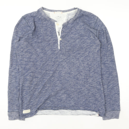 Pepe Jeans Men’s Blue Cotton Henley Long Sleeve Casual Top Size L