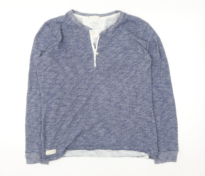 Pepe Jeans Men’s Blue Cotton Henley Long Sleeve Casual Top Size L
