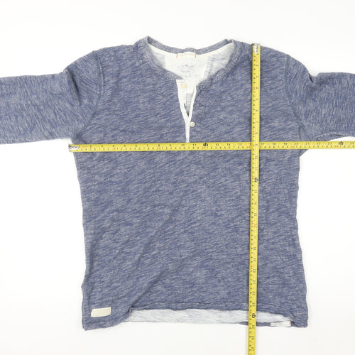 Pepe Jeans Men’s Blue Cotton Henley Long Sleeve Casual Top Size L