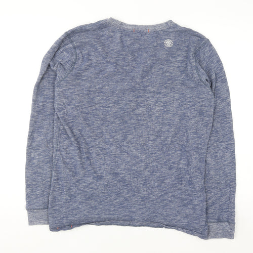 Pepe Jeans Men’s Blue Cotton Henley Long Sleeve Casual Top Size L