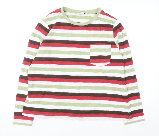 Marks and Spencer Women’s Multicoloured Stripe Cotton Long Sleeve T-Shirt Size 18