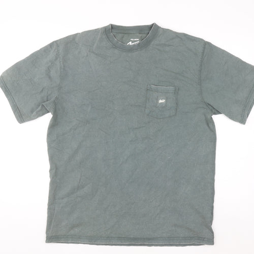 Pull & Bear Men’s Green Crew Neck Cotton Pocket T-Shirt Size M