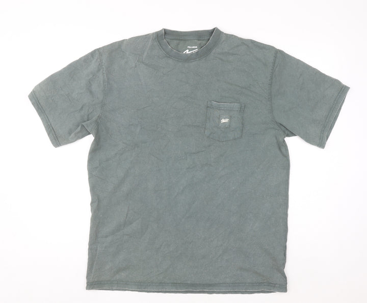 Pull & Bear Men’s Green Crew Neck Cotton Pocket T-Shirt Size M