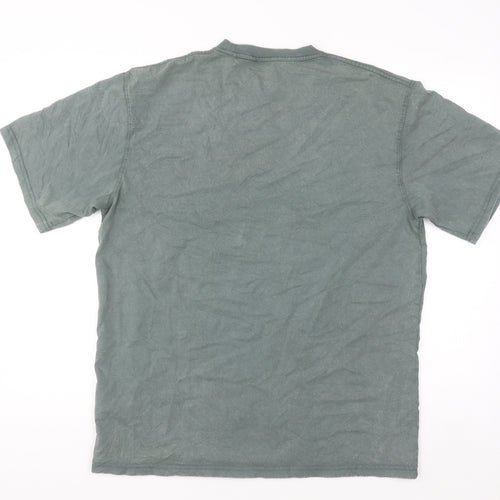 Pull & Bear Men’s Green Crew Neck Cotton Pocket T-Shirt Size M