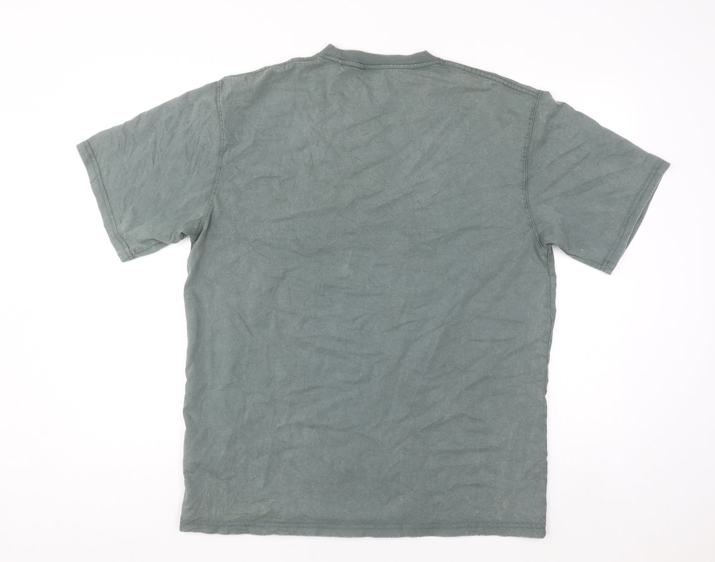 Pull & Bear Men’s Green Crew Neck Cotton Pocket T-Shirt Size M