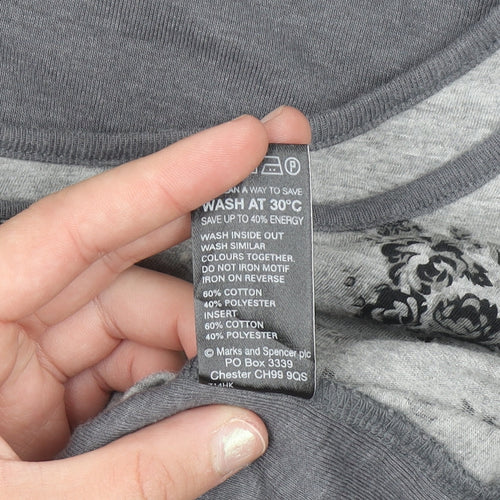 Marks and Spencer Women's Grey Floral Tunic Top Size 10