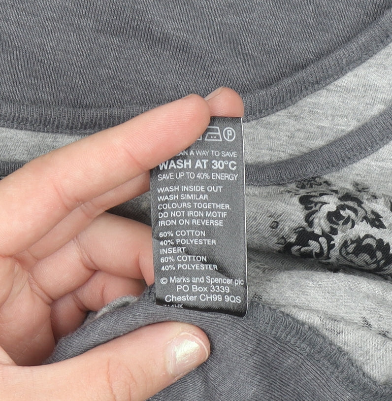 Marks and Spencer Women's Grey Floral Tunic Top Size 10