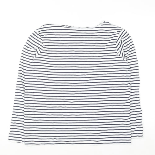 Next Petite Women’s White Navy Striped Cotton Long Sleeve T-Shirt Size 16