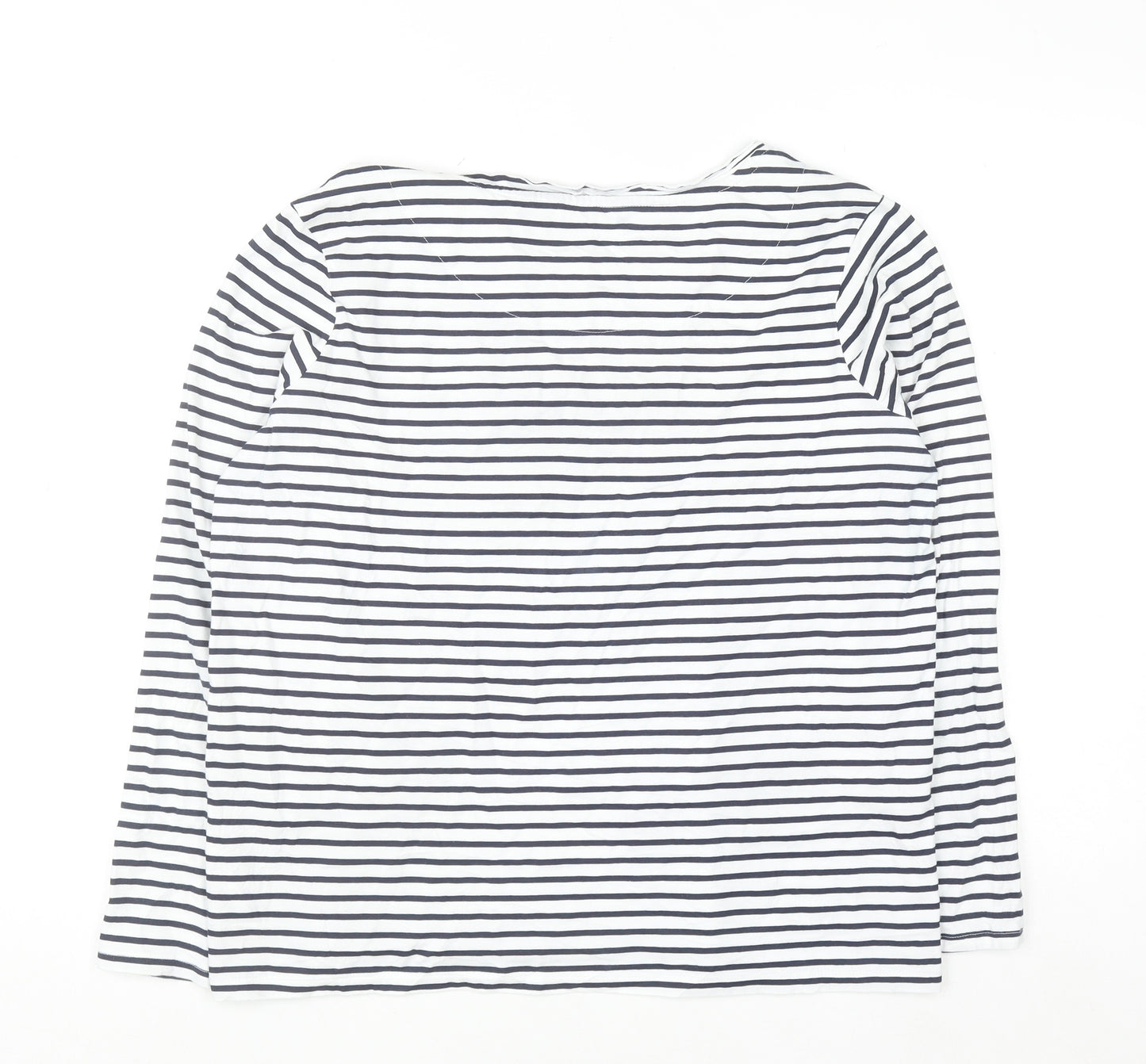 Next Petite Women’s White Navy Striped Cotton Long Sleeve T-Shirt Size 16