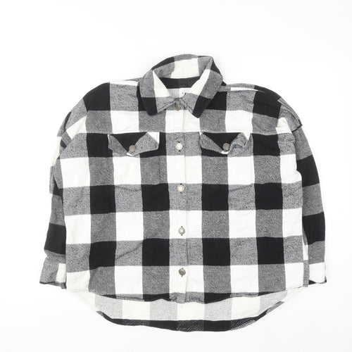 Zara Women's Black & White Check Flannel Button-Up Shirt XS