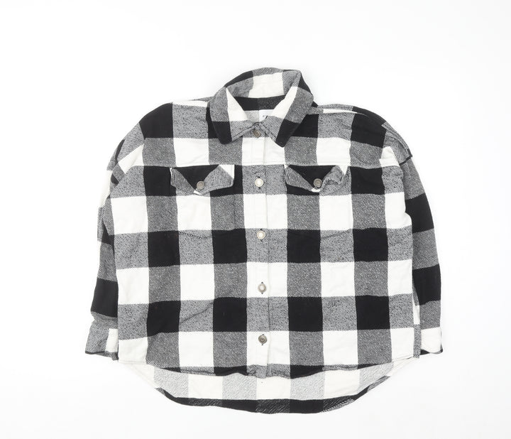 Zara Women's Black & White Check Flannel Button-Up Shirt XS