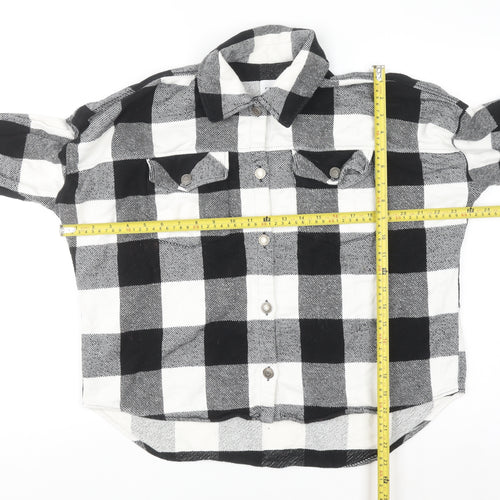 Zara Women's Black & White Check Flannel Button-Up Shirt XS