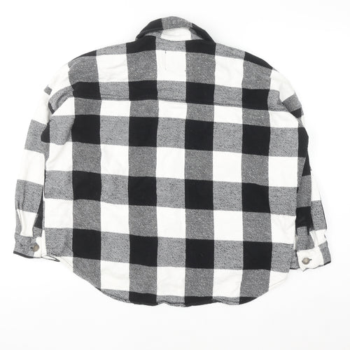 Zara Women's Black & White Check Flannel Button-Up Shirt XS
