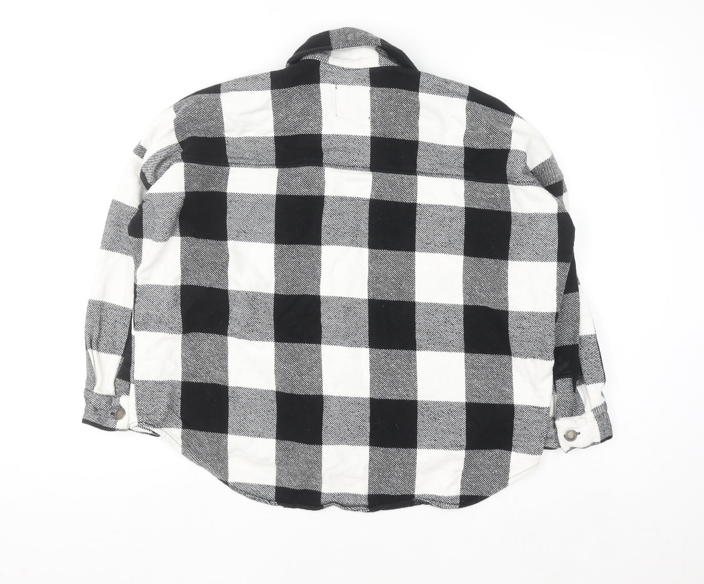 Zara Women's Black & White Check Flannel Button-Up Shirt XS