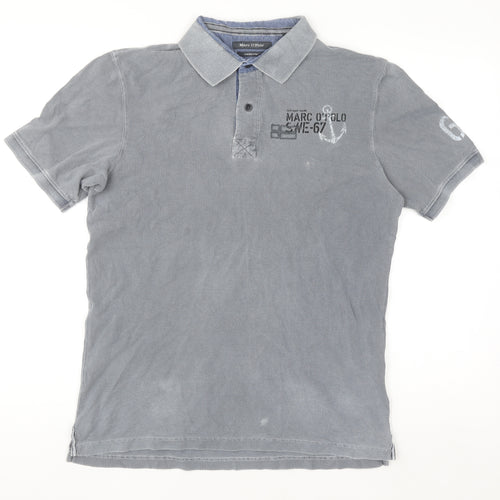 Marc O'Polo Men's Grey Nautical Embroidered Polo Shirt Size M
