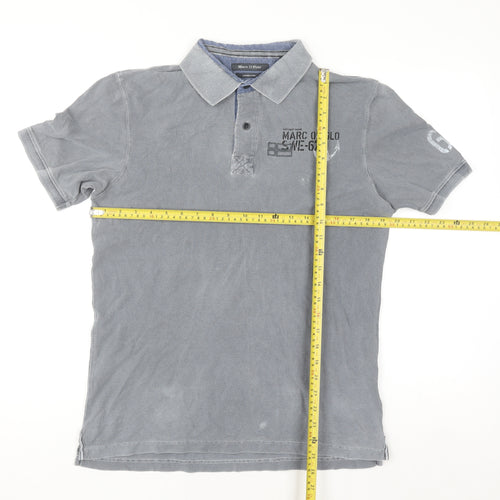 Marc O'Polo Men's Grey Nautical Embroidered Polo Shirt Size M