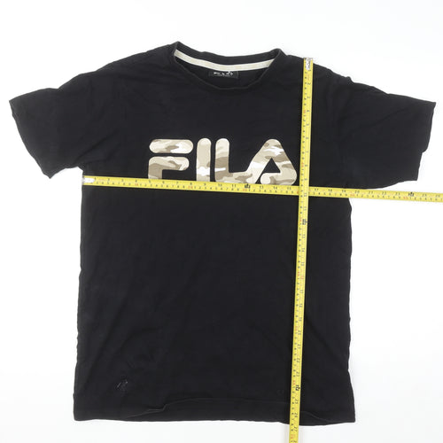 Fila Men's Black Camouflage Logo Cotton Short Sleeve T-Shirt Size S