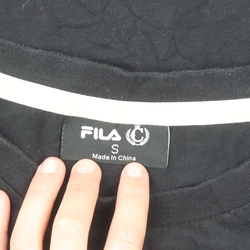 Fila Men's Black Camouflage Logo Cotton Short Sleeve T-Shirt Size S