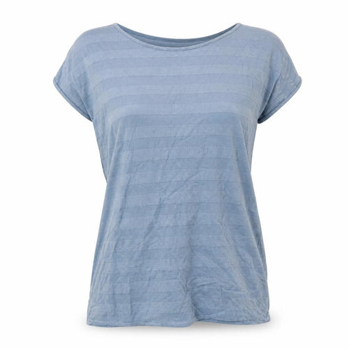 Marks and Spencer Per Una Women's Blue Striped Short Sleeve Viscose Tee Size 14