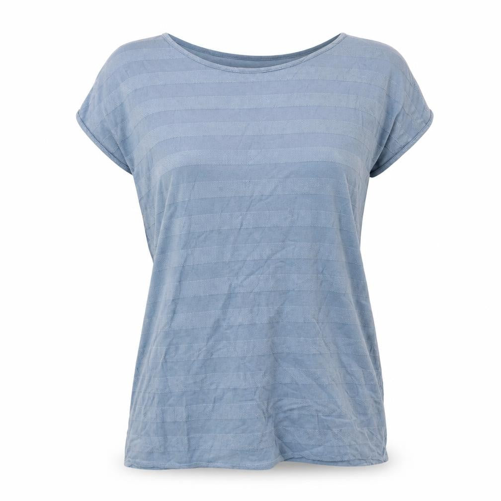 Marks and Spencer Per Una Women's Blue Striped Short Sleeve Viscose Tee Size 14