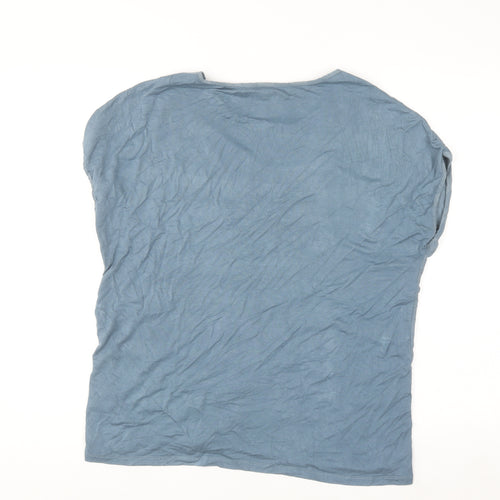 Marks and Spencer Per Una Women's Blue Striped Short Sleeve Viscose Tee Size 14