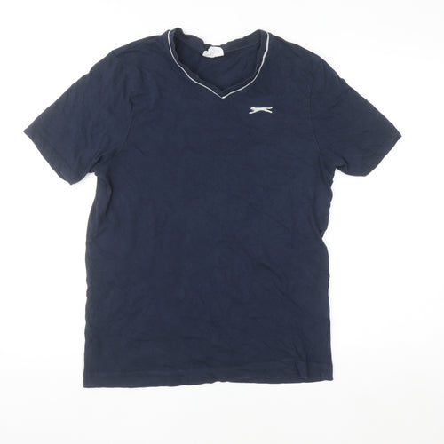Slazenger Men's Blue V-Neck Short Sleeve Cotton T-Shirt Size S