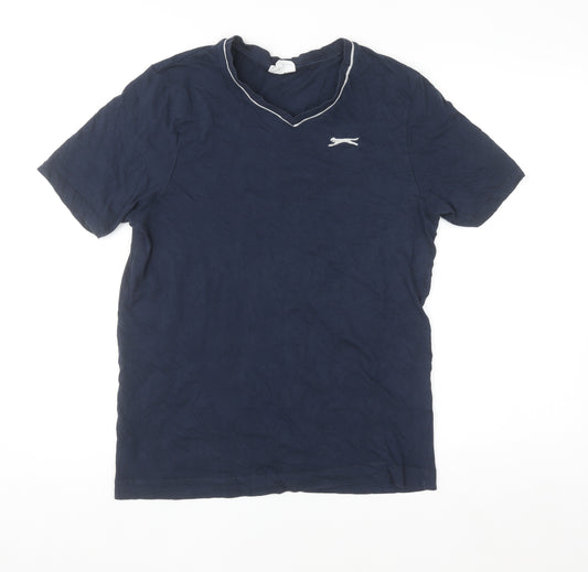 Slazenger Men's Blue V-Neck Short Sleeve Cotton T-Shirt Size S