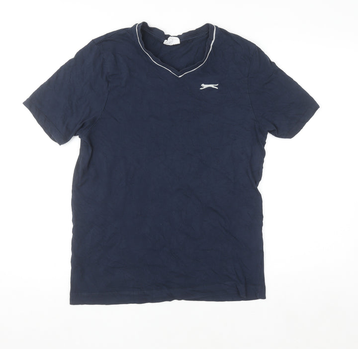 Slazenger Men's Blue V-Neck Short Sleeve Cotton T-Shirt Size S