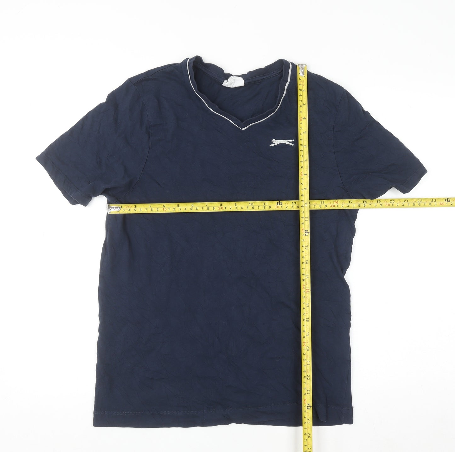 Slazenger Men's Blue V-Neck Short Sleeve Cotton T-Shirt Size S