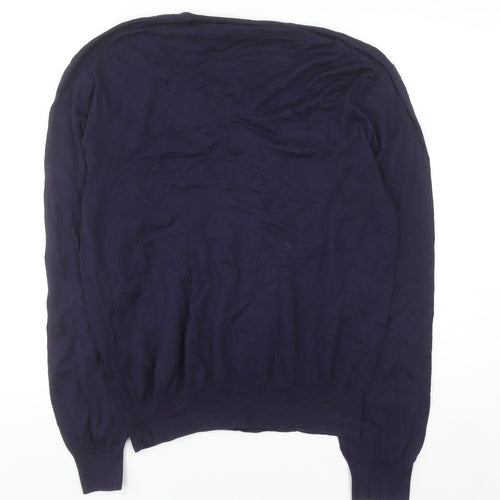 Ralph Lauren Men's Blue V-Neck Slim Fit Cotton Jumper M