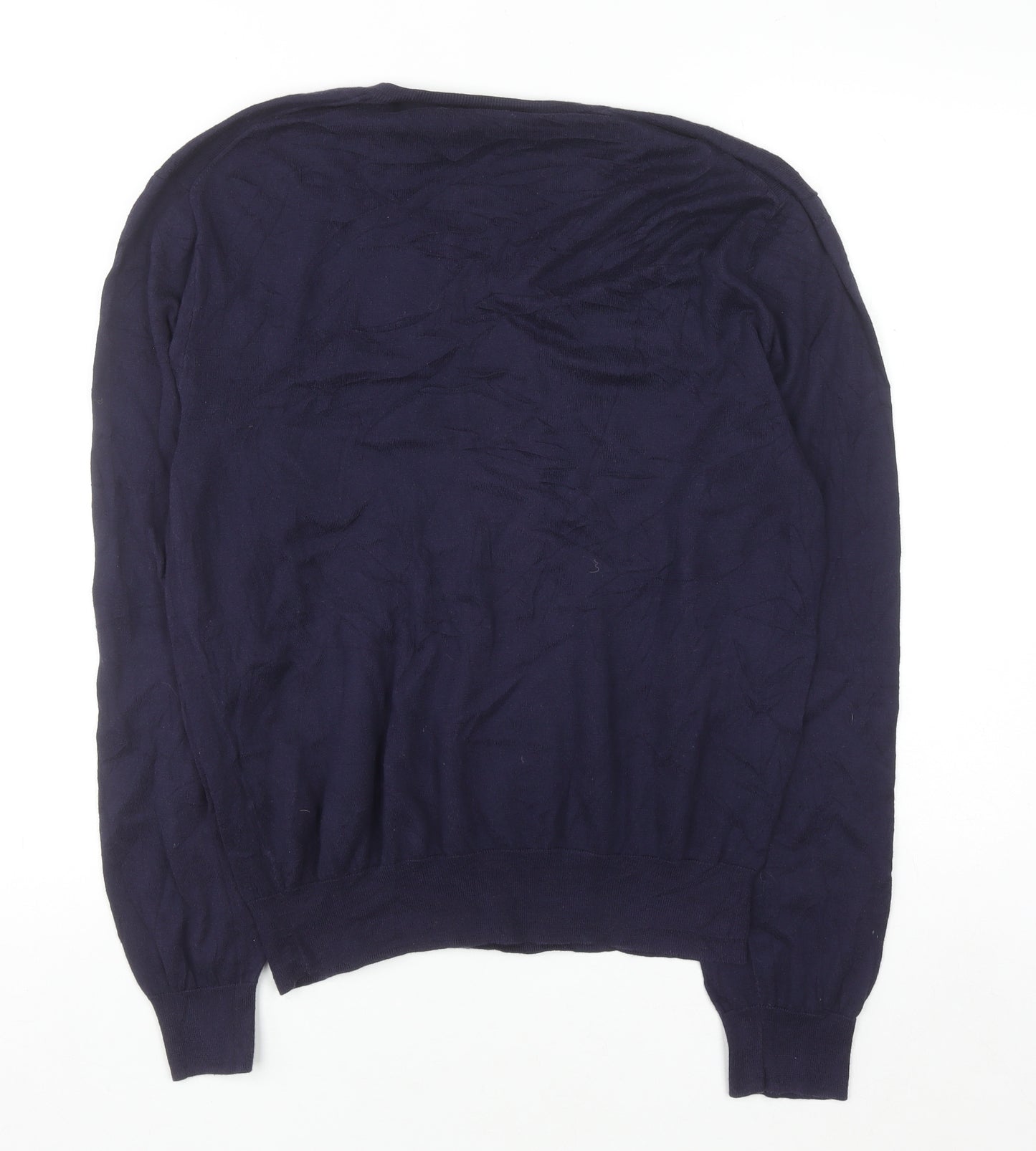 Ralph Lauren Men's Blue V-Neck Slim Fit Cotton Jumper M