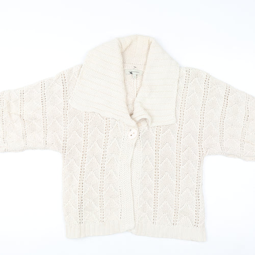 Roch John Rocha Women Ivory Size 12 Knit Short Sleeve Cardigan