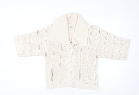 Roch John Rocha Women Ivory Size 12 Knit Short Sleeve Cardigan