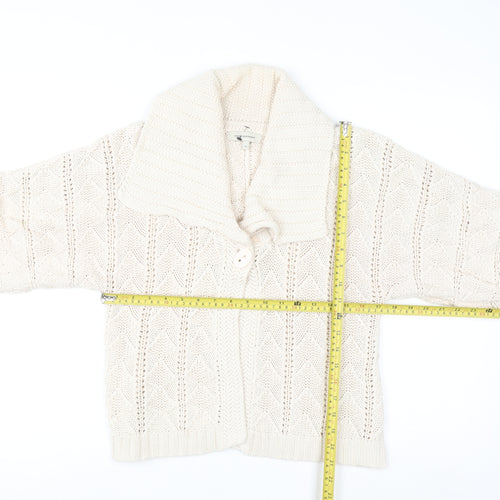 Roch John Rocha Women Ivory Size 12 Knit Short Sleeve Cardigan