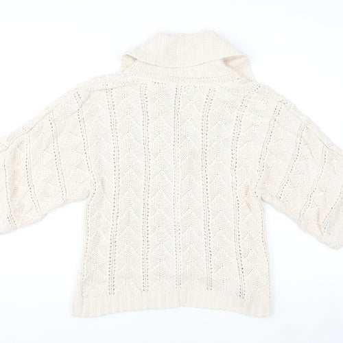 Roch John Rocha Women Ivory Size 12 Knit Short Sleeve Cardigan