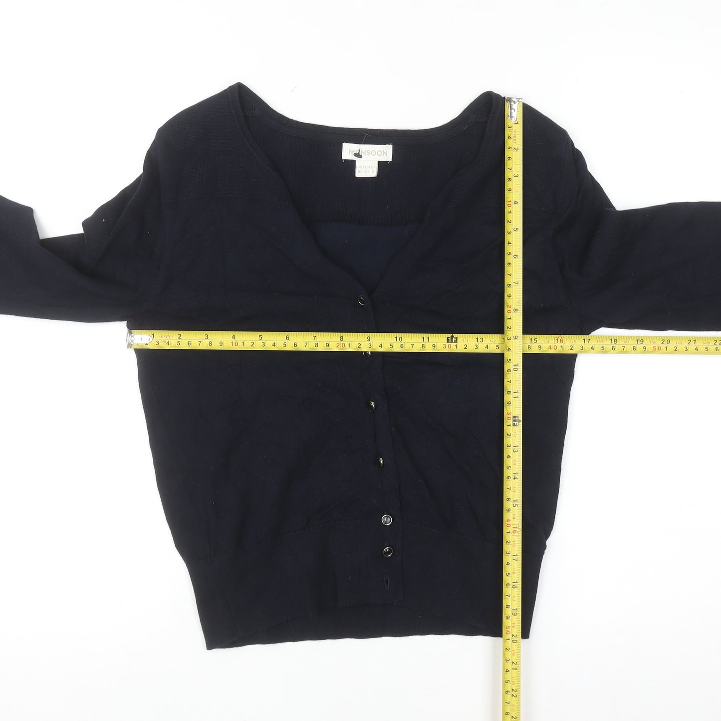 Monsoon Women's Blue V-Neck Button Cardigan Size 10