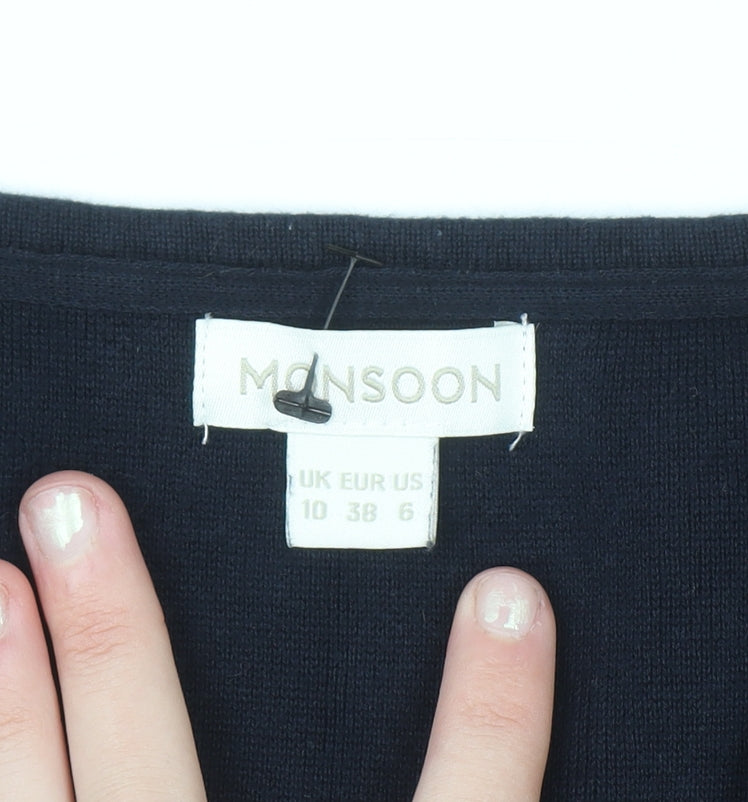 Monsoon Women's Blue V-Neck Button Cardigan Size 10