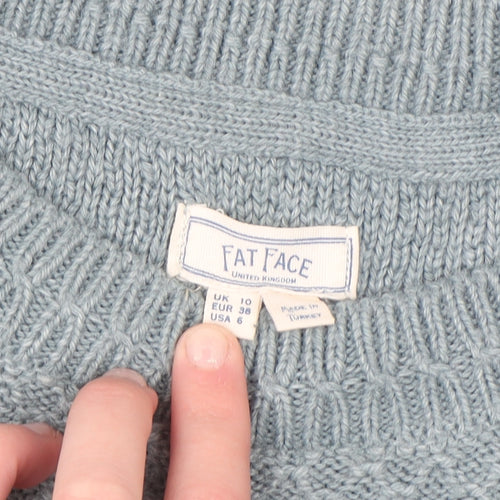 Fat Face Women's Blue Crew Neck Knit Jumper Size 10