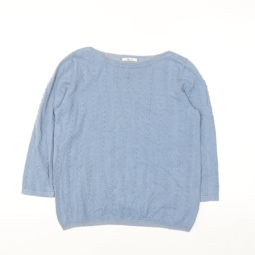 Tu Women Blue Cotton Knit Pullover Jumper Size 12