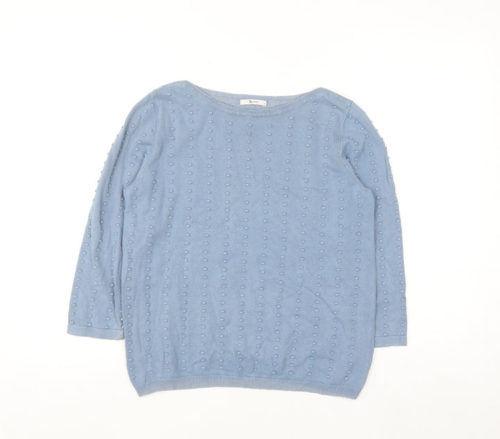 Tu Women Blue Cotton Knit Pullover Jumper Size 12