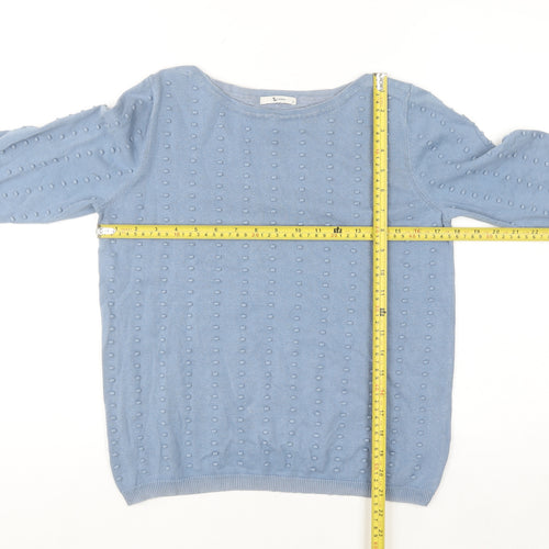 Tu Women Blue Cotton Knit Pullover Jumper Size 12