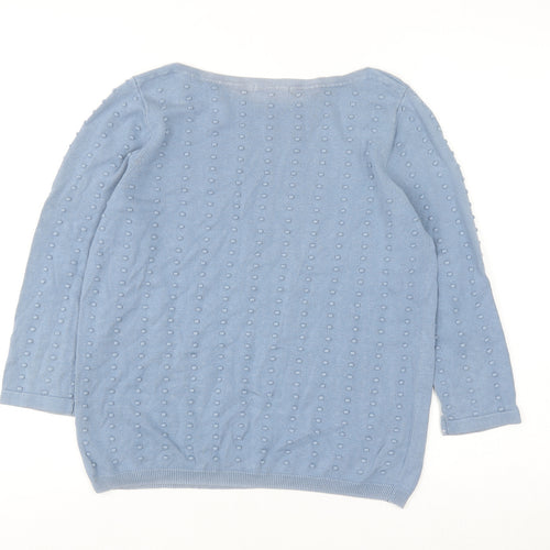Tu Women Blue Cotton Knit Pullover Jumper Size 12
