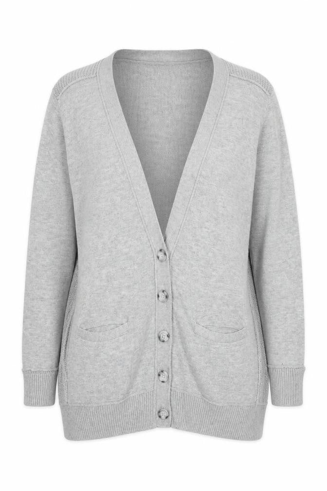 Gap Women Grey Cotton Blend Long Sleeve Button Cardigan L