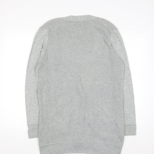 GAP Women Grey Cotton Blend Long Sleeve Button Cardigan L